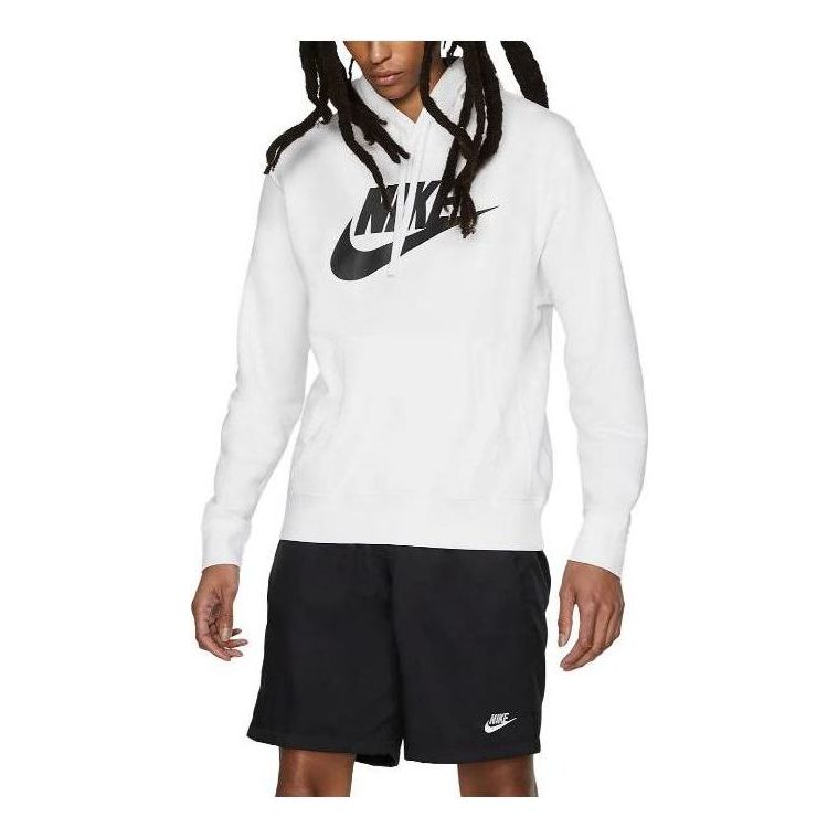 Nike Sportswear Fleece Graphic Pullover Hoodie 'White Black' BV2973-100