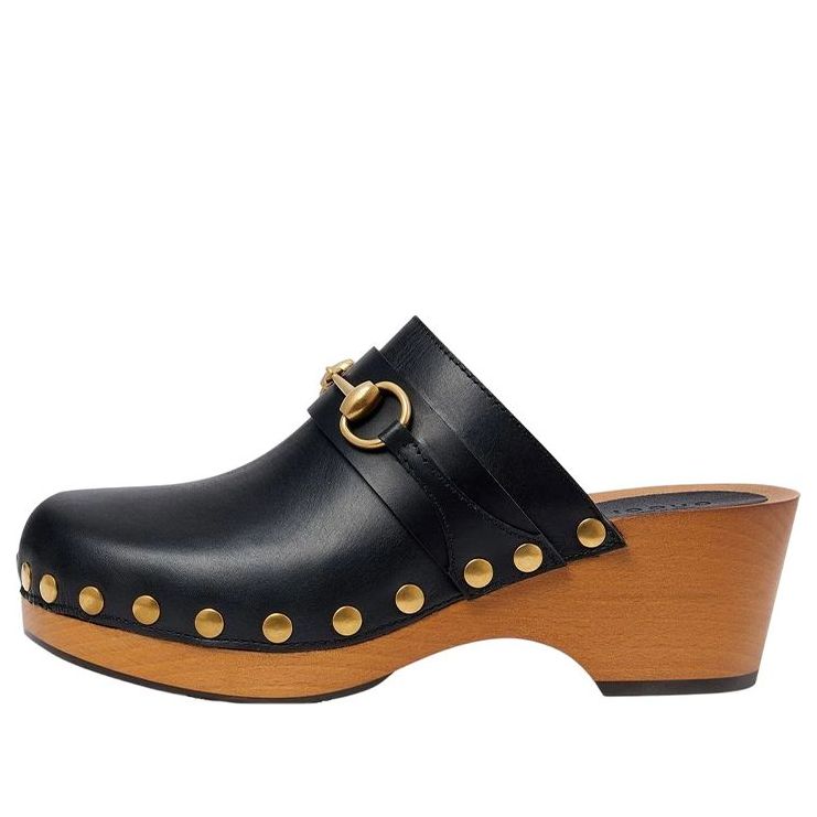 (WMNS) Gucci Horsebit 35mm Leather Clog 'Black' 702780-D6000-1000