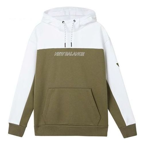 New Balance Casual Color Block Hoodie Asia Sizing 'White Olive Green' AMT04368-OV