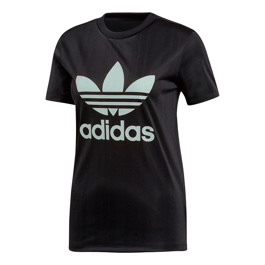 (WMNS) adidas originals Trefoil Tee Casual Sports Round Neck Alphabet Printing Short Sleeve Black DV0116