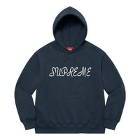 Supreme Script Hooded Sweatshirt 'Navy White' SUP-SS23-019