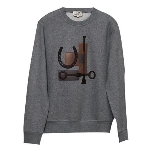 Men's HERMES Her-Mes Sports Series Round Neck Gray H047850HA76