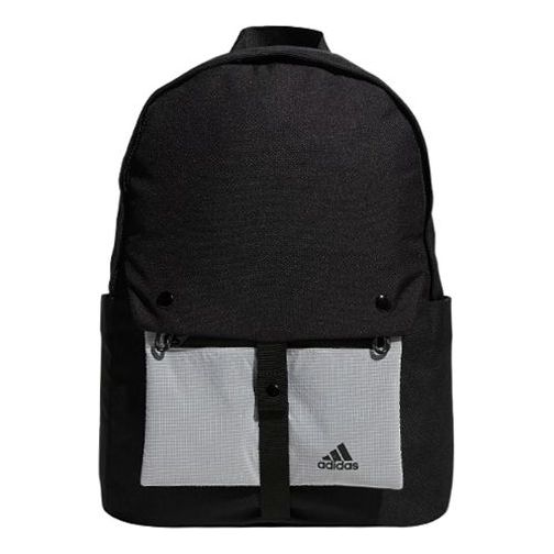 adidas Detachable Pocket Large Capacity Zipper Schoolbag Backpack Pure Black HR8169