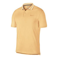 Men's Nike Solid Color Logo Printing Double Buttons Placket Yellow Polo Shirt BV1195-251