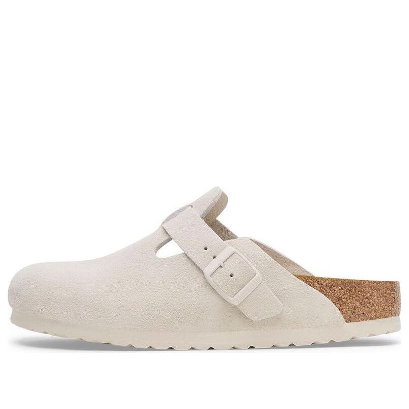 Birkenstock Boston Soft Footbed Suede Leather Sandals 'Antique White' 1027667