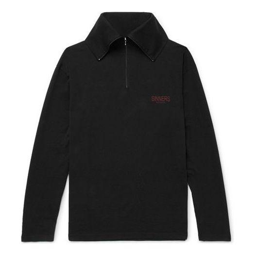 Men's Balenciaga Embroidered Logo Half Zipper High Collar Black 486144TWK521000