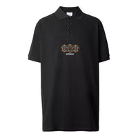 Burberry Round Pattern Embroidery Net Polo Male Black 80355681