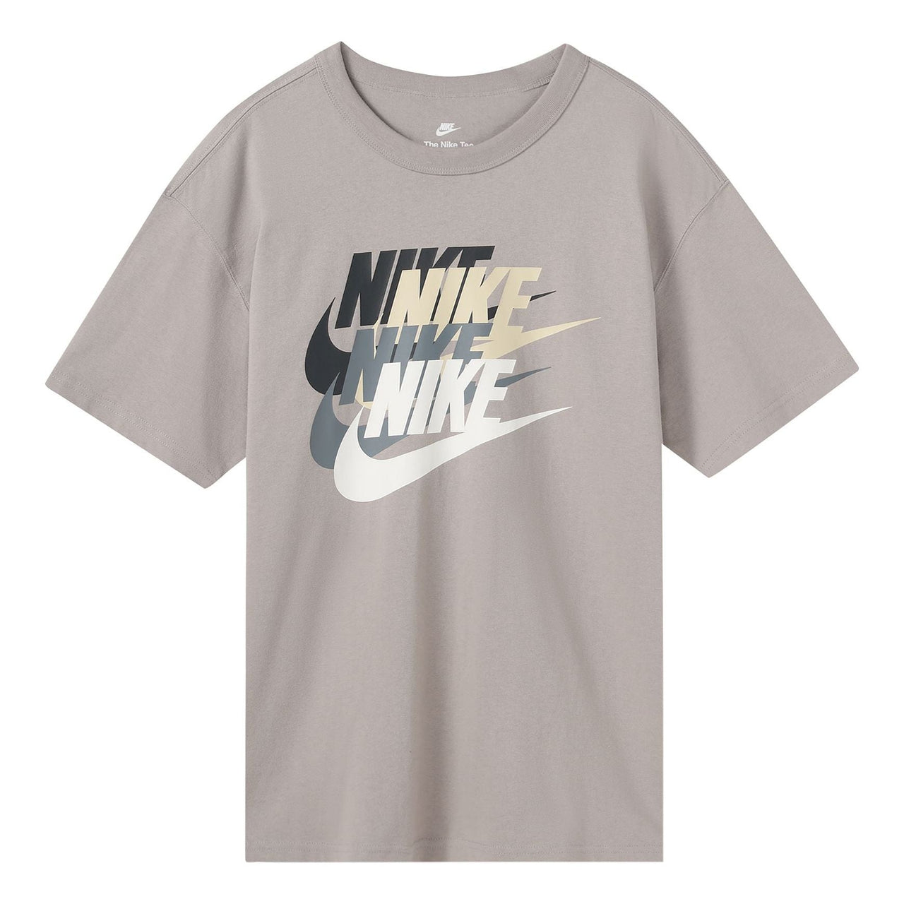 Men's Nike Alphabet Large Logo Printing Sports Breathable Short Sleeve Gray T-Shirt DV3317-015