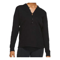 (WMNS) Nike Yoga Waffle V Neck Cozy Casual Pullover Wool Sweater Black CV9906-010