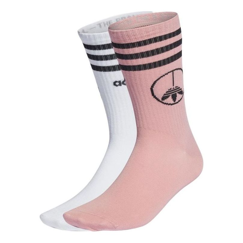 adidas originals Stripe Logo Printing Mid Tops Socks 2 Pairs Unisex HC9536