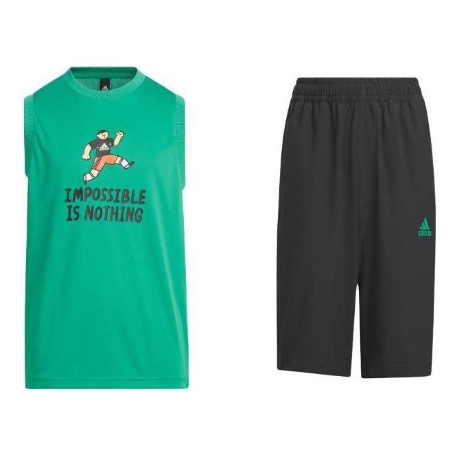 (GS) adidas x Seebin Tank Set 'Green Black' IN3268