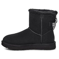 (WMNS) UGG Checkered Bow Short Snow Boots 'Black' 1138132-BLK