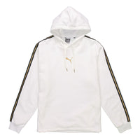 PUMA Bronzing Printing Fleece Lined Stay Warm hooded Knit White 587139-02