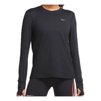 (WMNS) Nike Sports Running Round Neck Solid Color Long Sleeves Black T-Shirt CU3278-010