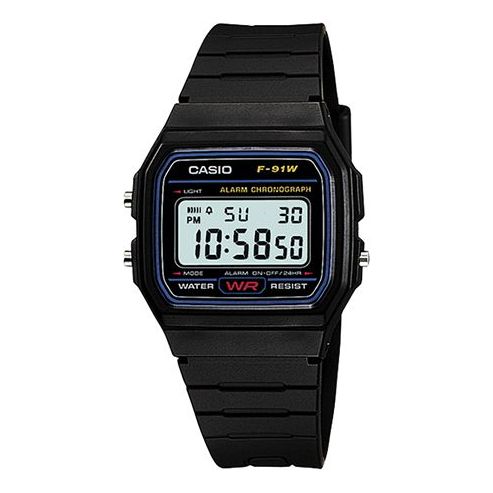CASIO G Shock Waterproof Unisex Mens Black Digital F-91W-1