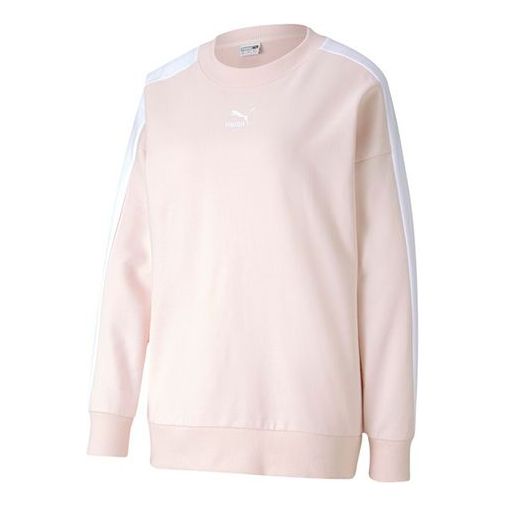 (WMNS) PUMA Casual Sports Colorblock Round Neck Pullover Pink Red 595932-17