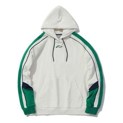Li-Ning Sports Fashion Series Colorblock Hoodie 'White Green' AWDQ258-1