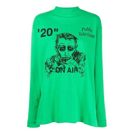 Off-White Logo Portrait Embroidered Long Sleeves Unisex Green OMAB032F191850184010