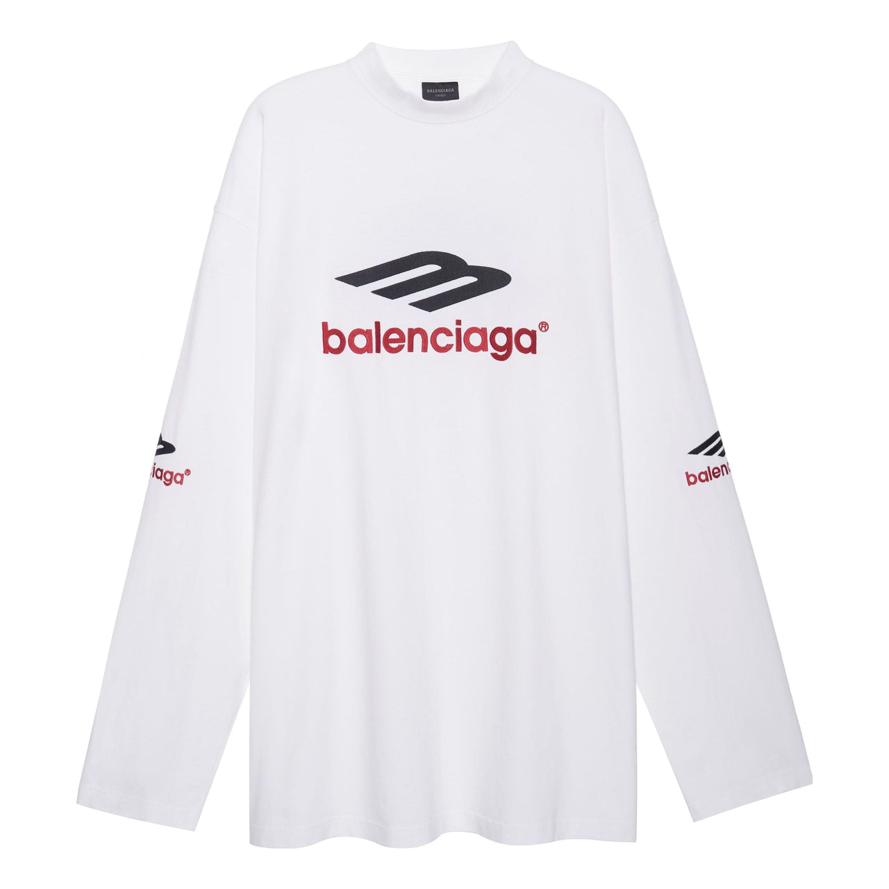Balenciaga 3B Sports Icon Long Sleeve T-Shirt Oversized 'White Black Red' 720250TPVD79065