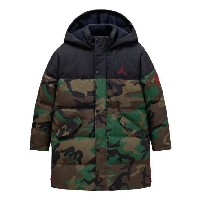 (GS) Air Jordan Fleece Long Down Jackets 'Camo Black' JD2142003GS-001