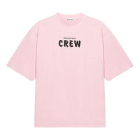 Balenciaga Crew Logo Printing Short Sleeve Pink/Red 620941TIVG91900