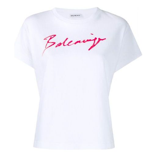 Balenciaga Signature Alphabet Logo Short Sleeve White 583217TFV639783