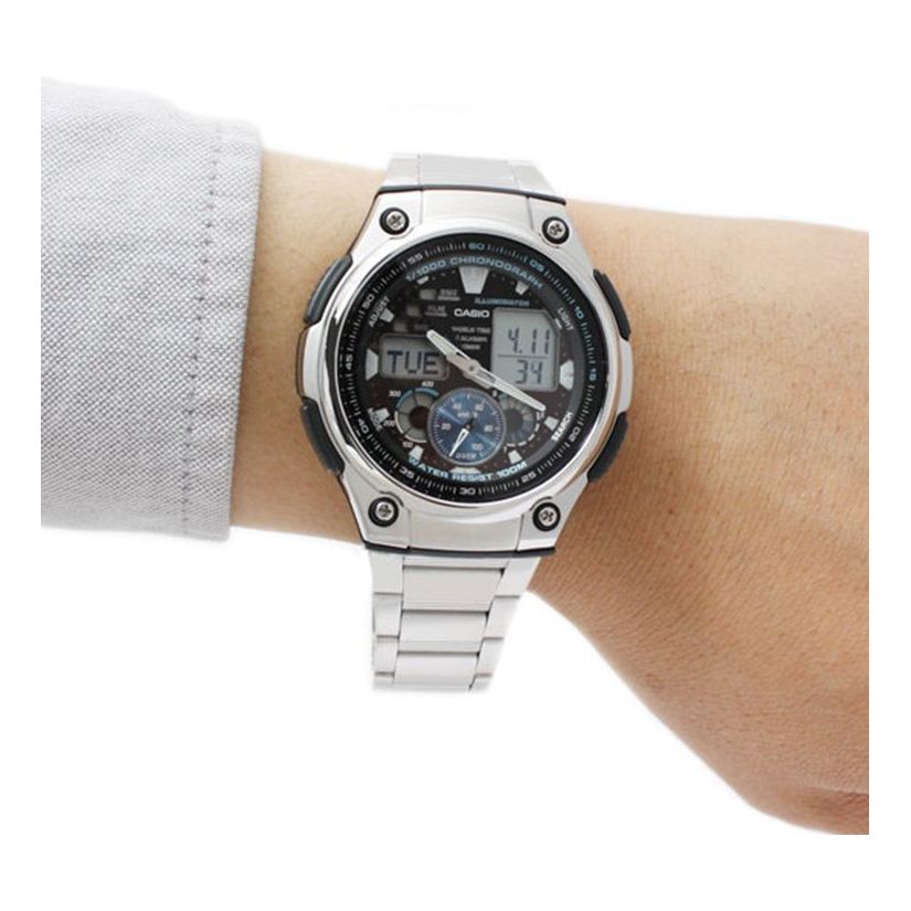 CASIO Sports Mens Silver Analog/Digital Combo AQ-190WD-1A2021