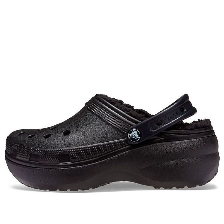 (WMNS) Crocs Classic Platform Lined Clog 'Black' 207938-001