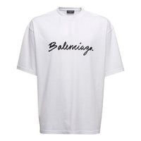 Balenciaga Script Logo T-shirt 'White/Black' 612966TMVB49040