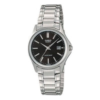 CASIO Waterproof Quartz Stainless Steel Strap Silver Black Dial Black Analog LTP-1183A-1A
