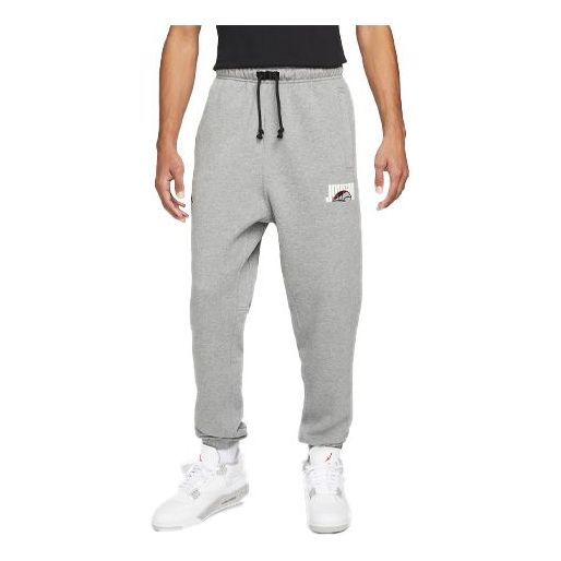 Men's Air Jordan Sport Dna Funny Logo Printing Stay Warm Fleece Bundle Feet Sports Pants/Trousers/Joggers Gray DC9635-091