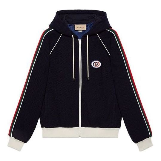 Gucci Wool Jersey Jacket With Web 'Blue' 673290-XJDUW-4548