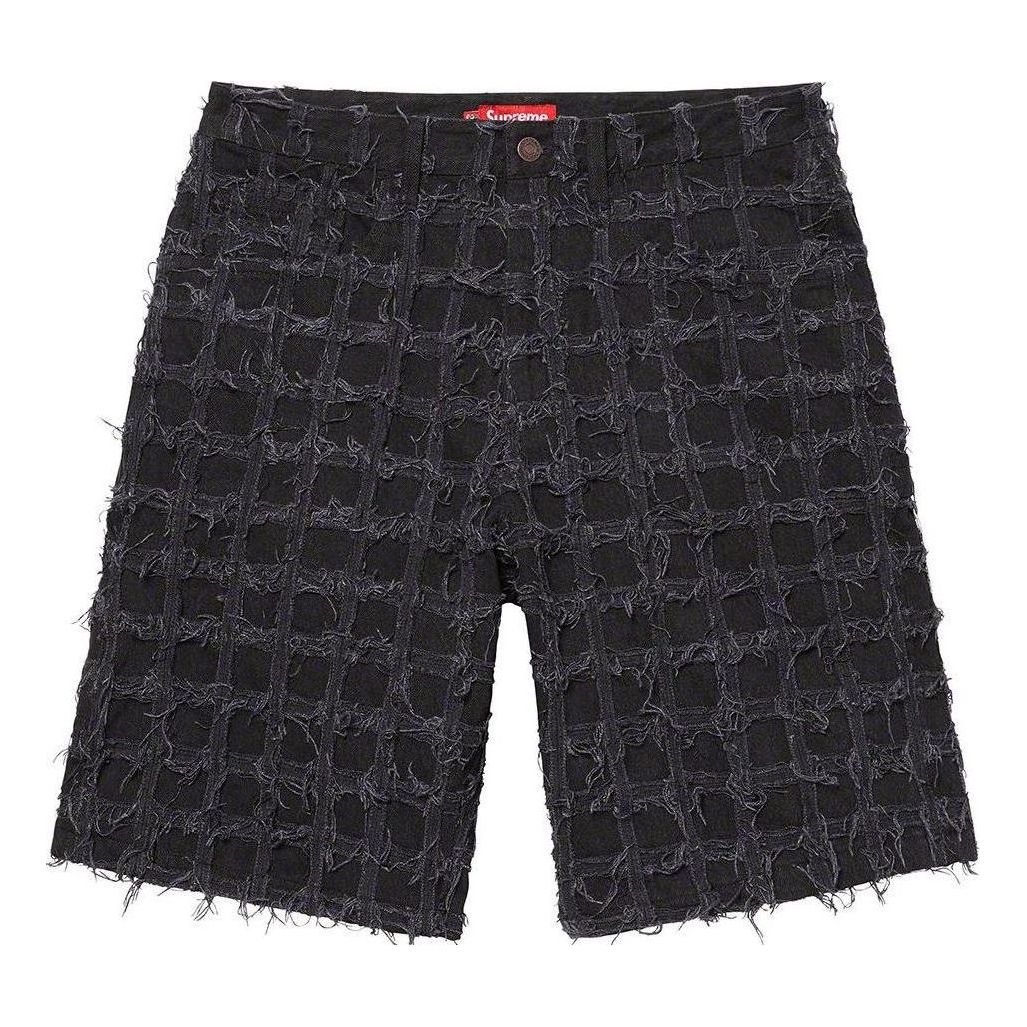 Supreme SS23 Week16 Frayed Patchwork Baggy Denim Shorts 'Black' SUP-SS23-259