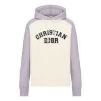 Men's DIOR x KENNY SCHARF Crossover FW21 Cotton Fleece hooded Long Sleeves Gray White Colorblock 193J647A0687-C880