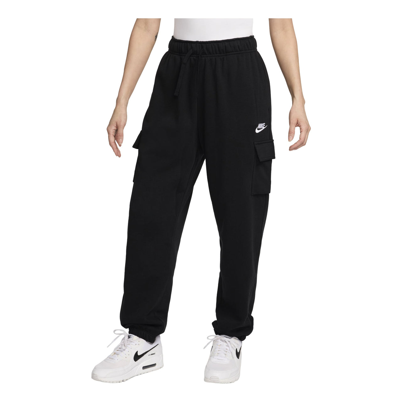 (WMNS) Nike Sportswear Club Fleece Mid-Rise Oversized Cargo Tracksuit Bottoms 'Black' DQ5197-010