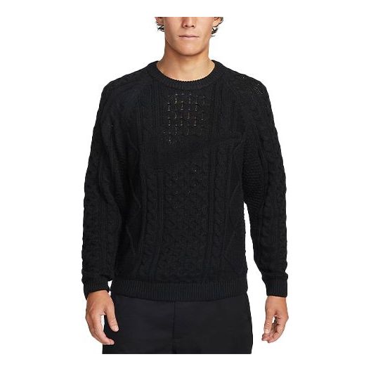 Nike Solid Color Round Neck Knit Long Sleeves Wool Sweater Men's Black DQ5177-010