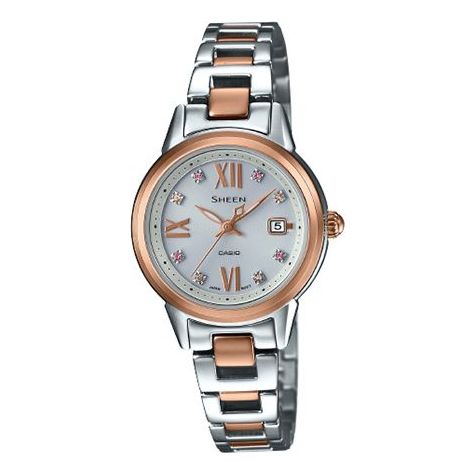 CASIO SHEEN Sapphire Crystal Stainless Steel Strap Quartz Waterproof Solar Powered Silver Analog SHE-4522SG-7AUPR
