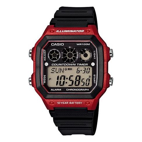 CASIO G Shock Waterproof Mens Black/Red Digital AE-1300WH-4A