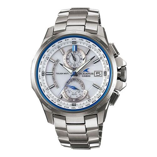 CASIO Stainless Steel Strap Mens WhiteBlue Analog OCW-T1000-7A2021