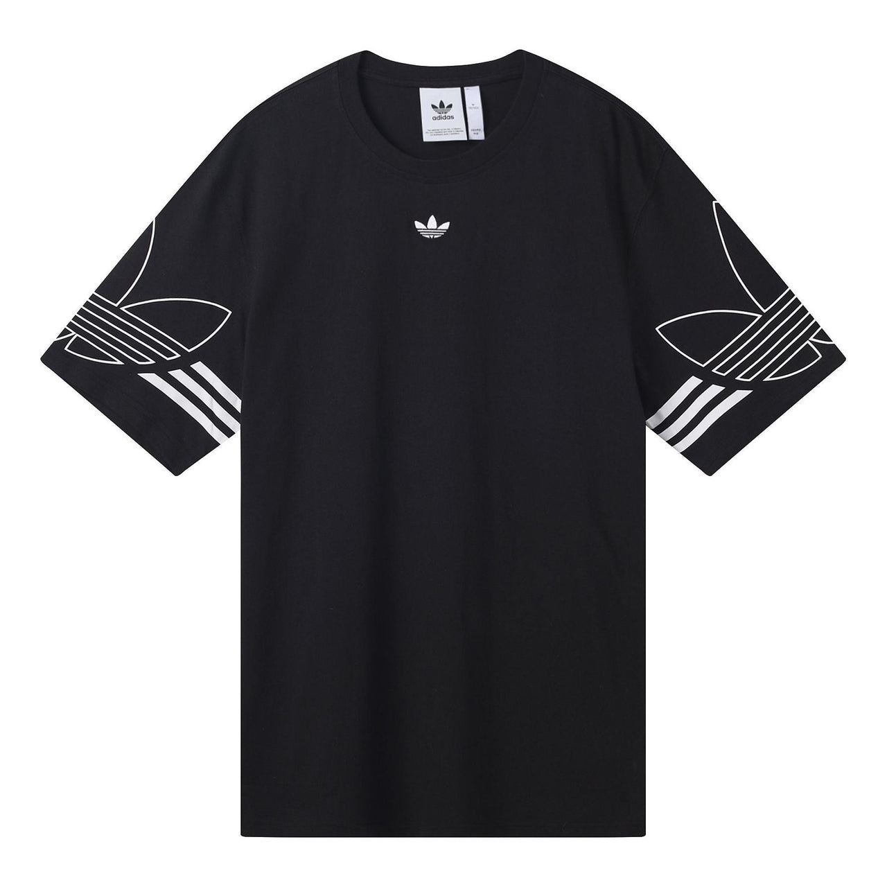 adidas originals Outline Tee Round Neck Short Sleeve Black DU8145