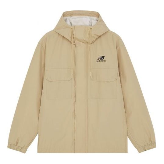 New Balance Logo Sports Hooded Jacket Khaki AMJ14337-HNA