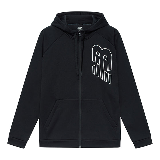 New Balance Logo Printing Sports Fleece Lined Hooded Jacket Black AMJ13020-BK