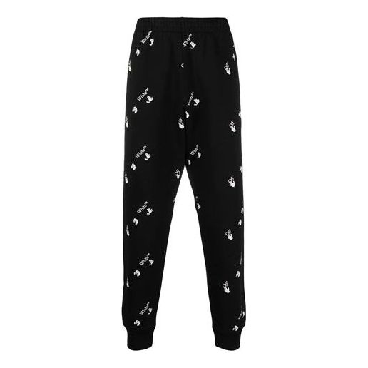 Off-White SS21 Large Logo Printing Sports Pants Black OMCH033R21FLE0041001