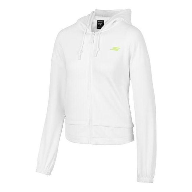 (WMNS) Skechers Sports Series Logo Print Knit Hooded Zip-Up Sports Jacket 'White' P121W003