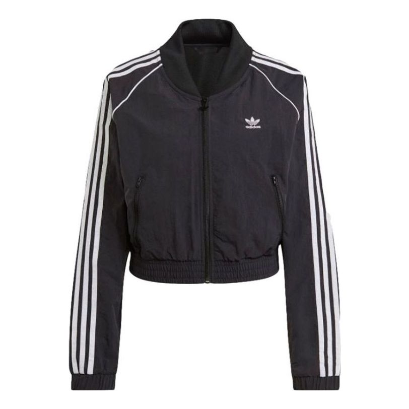 (WMNS) adidas Adicolor Classics Cropped Fashion Track Jacket Asia Sizing 'Black White' GN2791