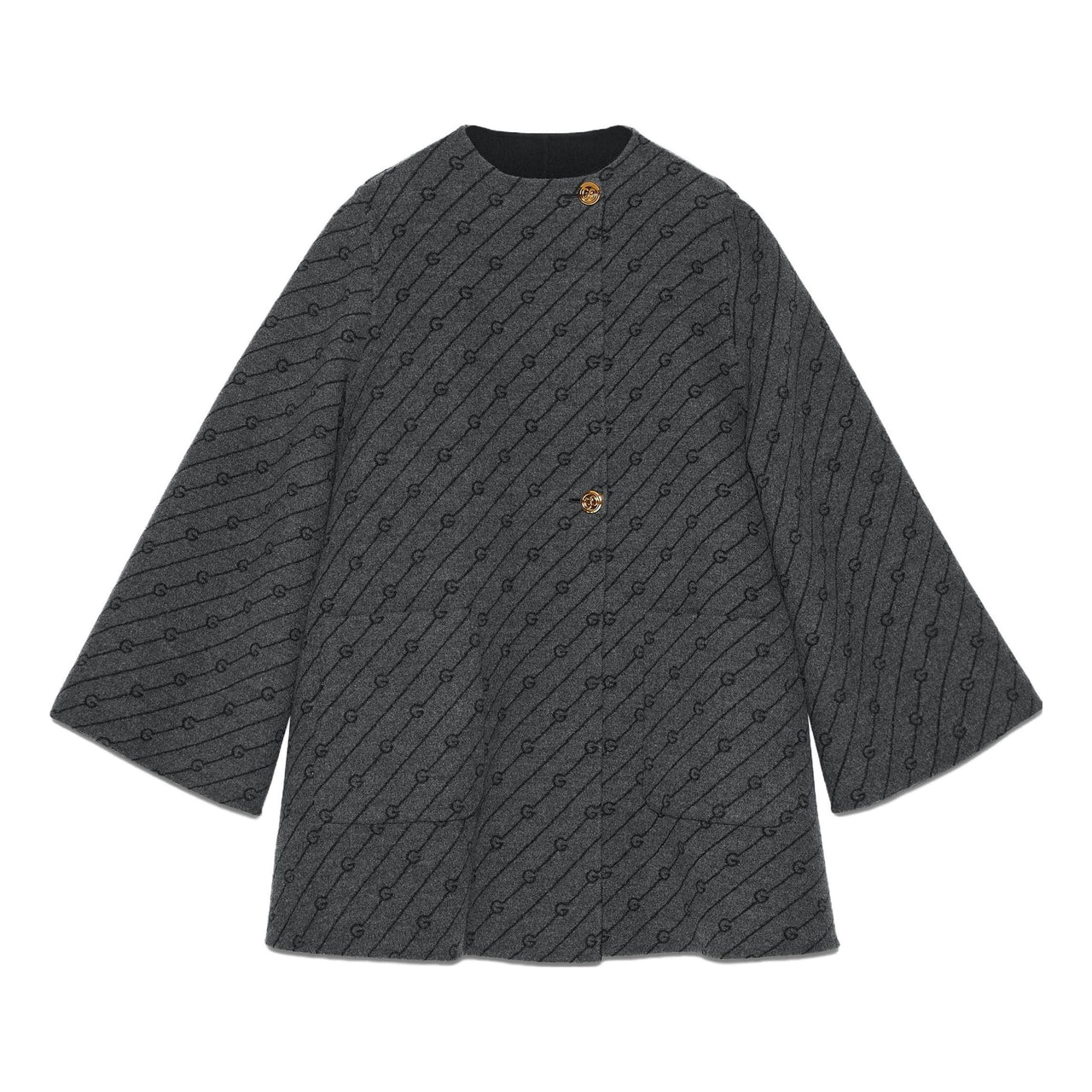 (WMNS) Gucci Reversible Diagonal G Wool Coat 'Black' 746532-ZANAX-1189