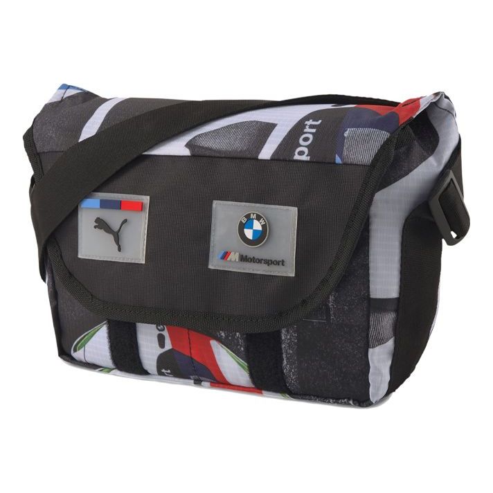 PUMA BMW Motorsport Street Mini Messenger Bag 'Black White Grey Blue Red' 077322-01