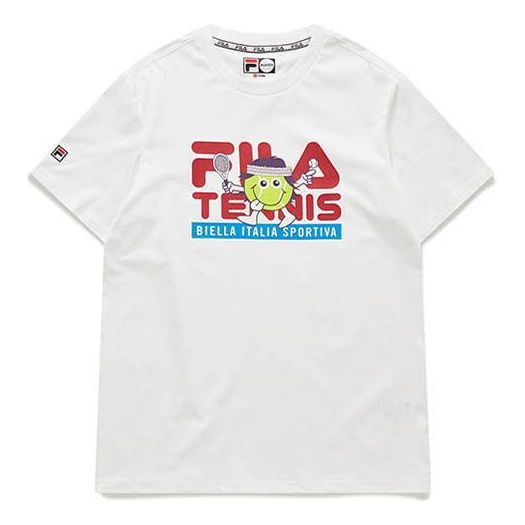 Men's FILA FUSION Knit LOGO Short Sleeve White T-Shirt T11M026105F-WT