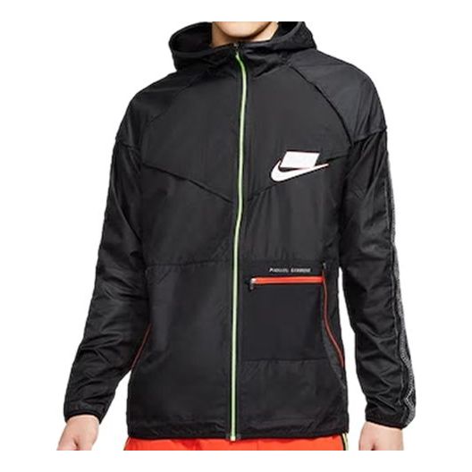 Nike Splicing Windproof hooded Running Jacket Black BV5571-045