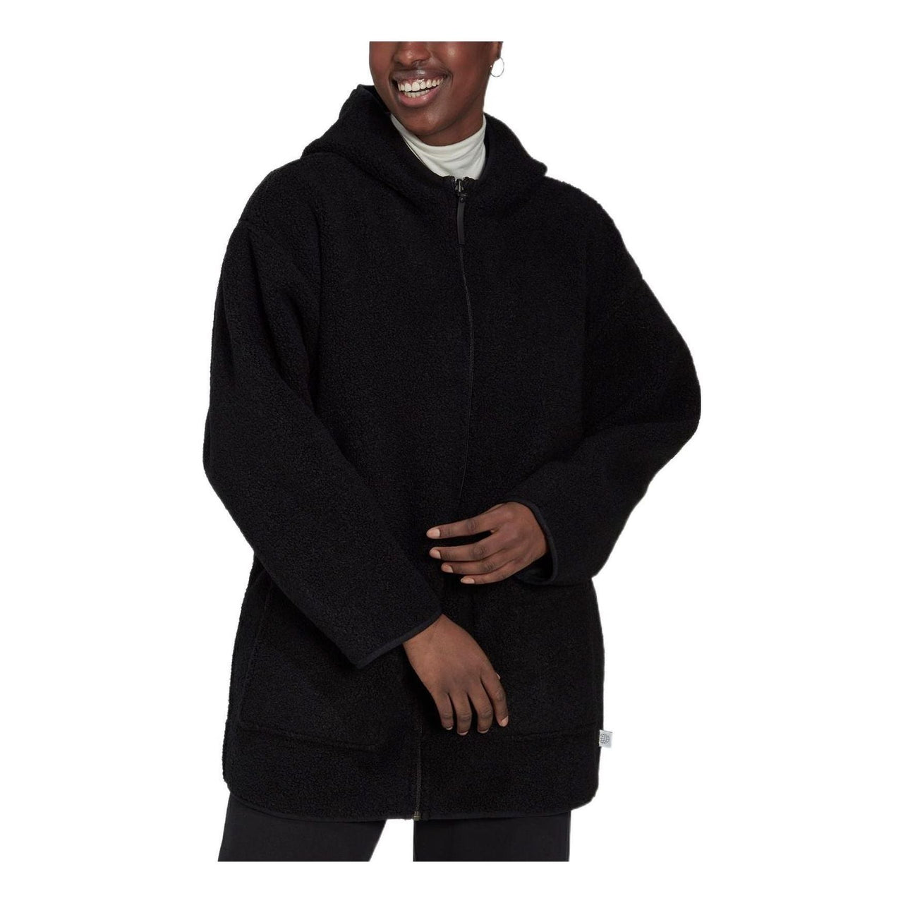 (WMNS) adidas Polar Fleece Long Hooded Track Top Asia Sizing 'Black' HM2841